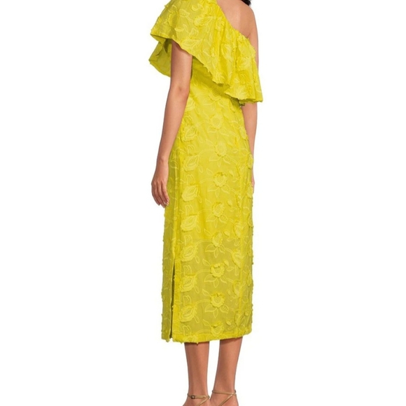 Abbey Glass Sutton Lace 3D Floral Ruffle One Shoulder Midi Dress - Picture 2 of 9